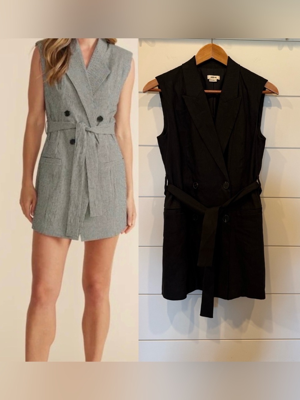JASON WU- Linen Blazer Wrap Dress Button Front XS